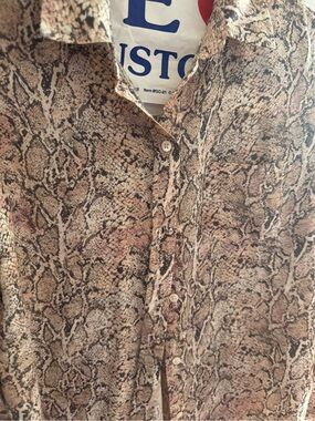 Rails Beige and Taupe Snake-Print Button Shirt